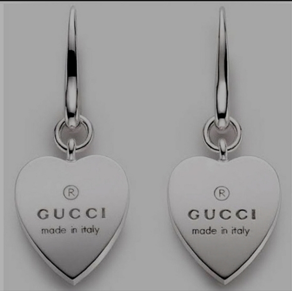 Gucci Sterling Silver Dangling Heart Drop Earrings NWOT - Picture 7 of 11